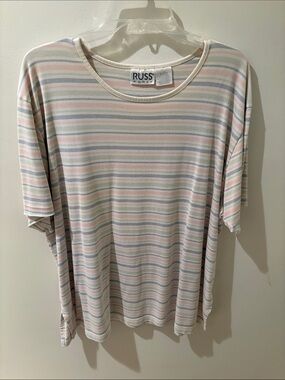 Russ Short Sleeve Pastel Striped Tee - Cream, Pink, Blue
